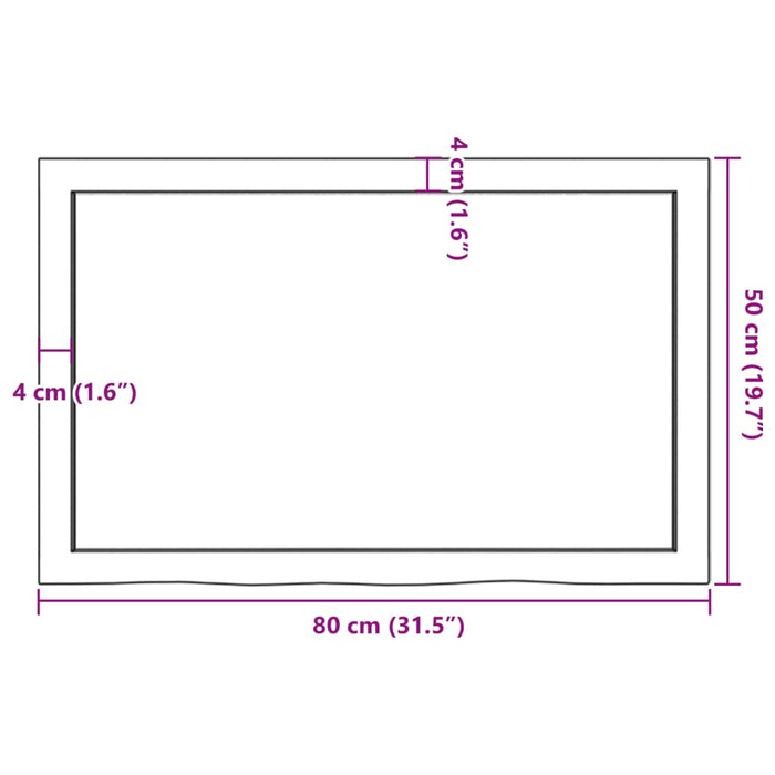 Blat de masă maro 80x50x(2-4) cm, lemn masiv stejar tratat WALTI