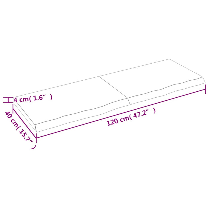 Blat de masă maro 120x40x(2-4) cm, lemn masiv stejar tratat - WALTI WALTI