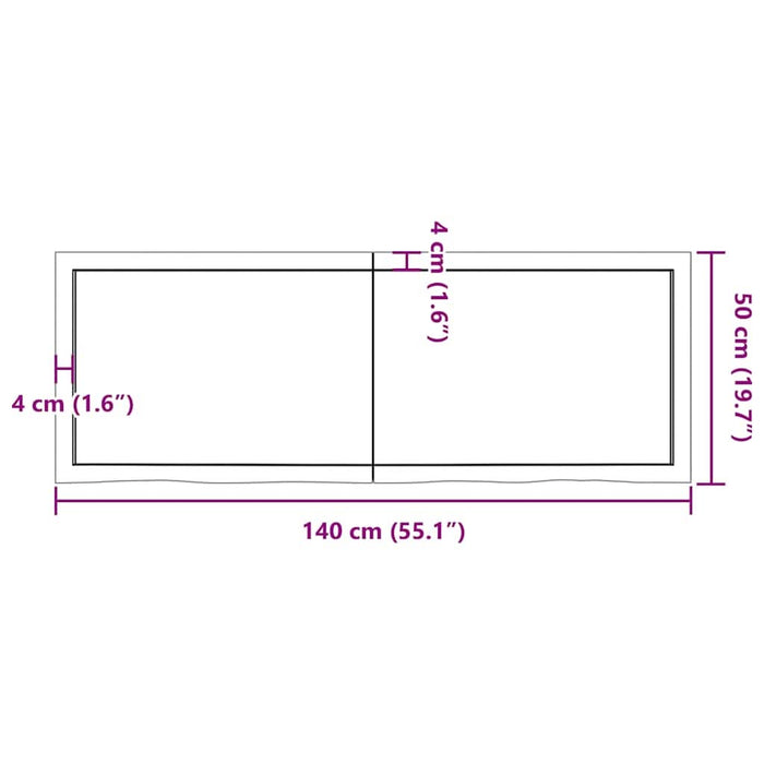 Blat de masă maro 140x50x(2-6) cm, lemn masiv stejar tratat - WALTI WALTI