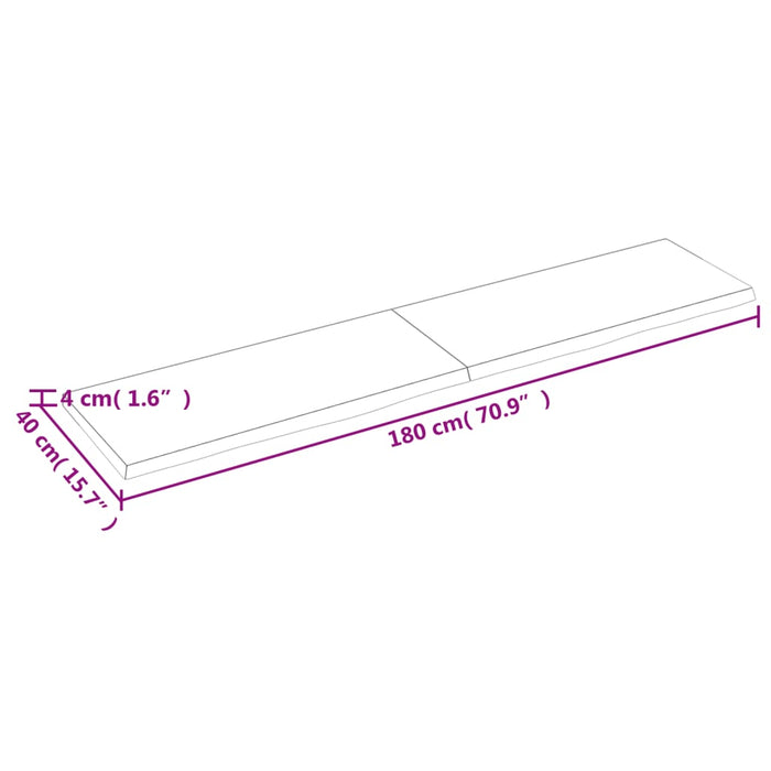 Blat de masă maro 180x40x(2-4) cm, lemn masiv stejar tratat - WALTI WALTI