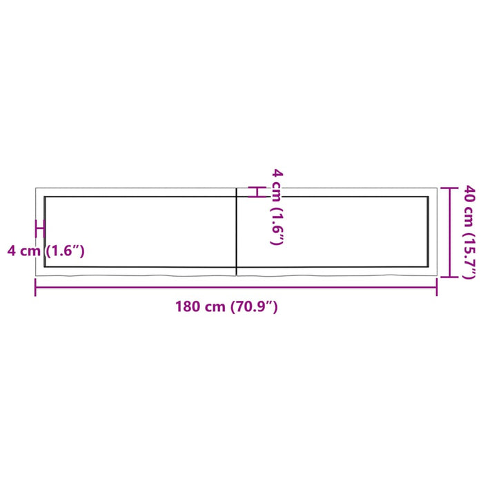 Blat de masă maro 180x40x(2-4) cm, lemn masiv stejar tratat - WALTI WALTI