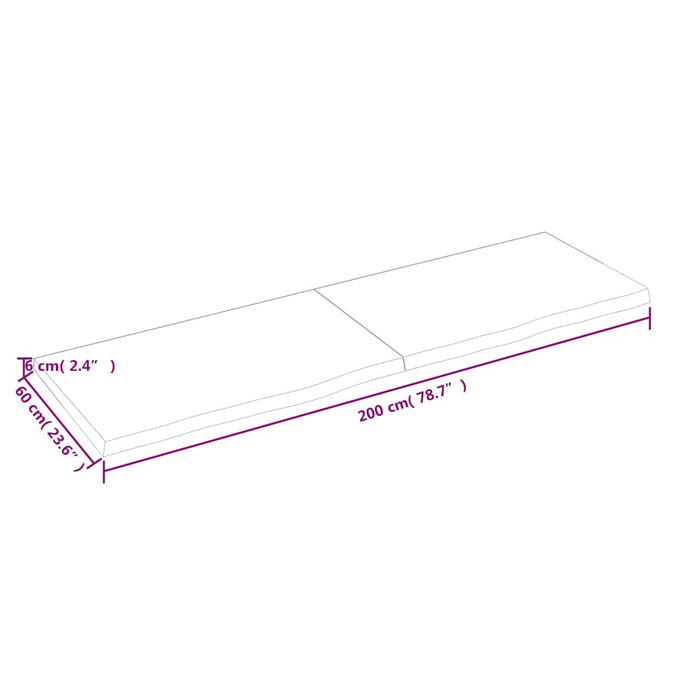 Blat de masă maro 200x60x(2-6) cm, lemn masiv stejar tratat WALTI