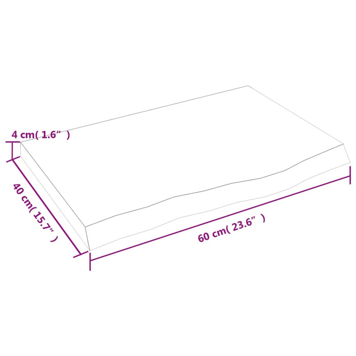 Blat de masă maro 60x40x(2-4) cm, lemn masiv stejar tratat - WALTI WALTI