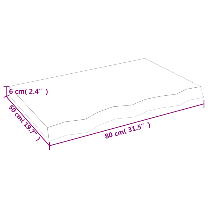 Blat de masă maro 80x50x(2-6) cm, lemn masiv stejar tratat - WALTI WALTI