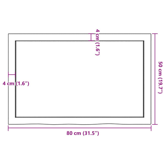 Blat de masă maro 80x50x(2-6) cm, lemn masiv stejar tratat - WALTI WALTI