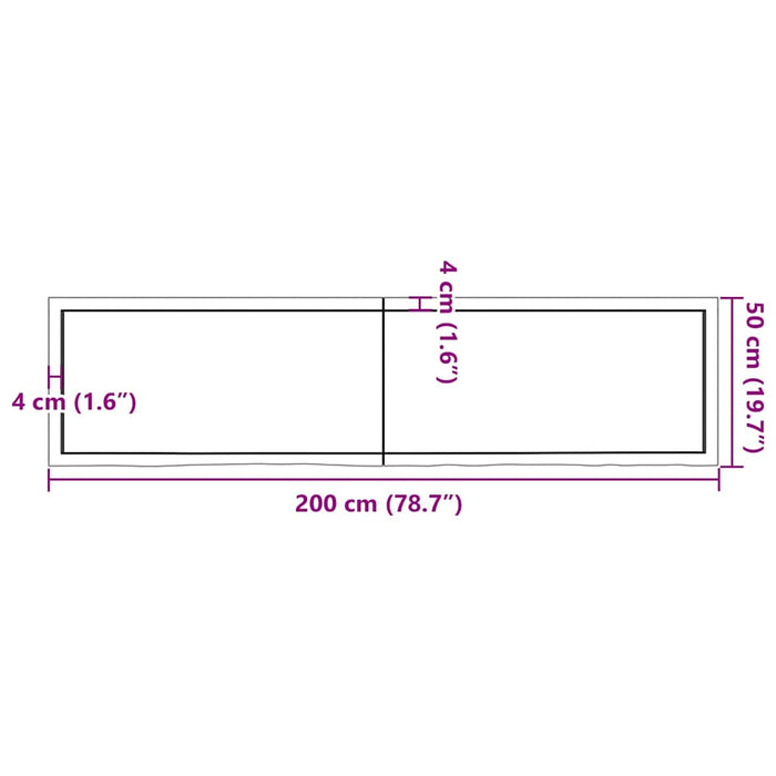 Blat de masă maro 200x50x(2-6) cm, lemn masiv stejar tratat WALTI