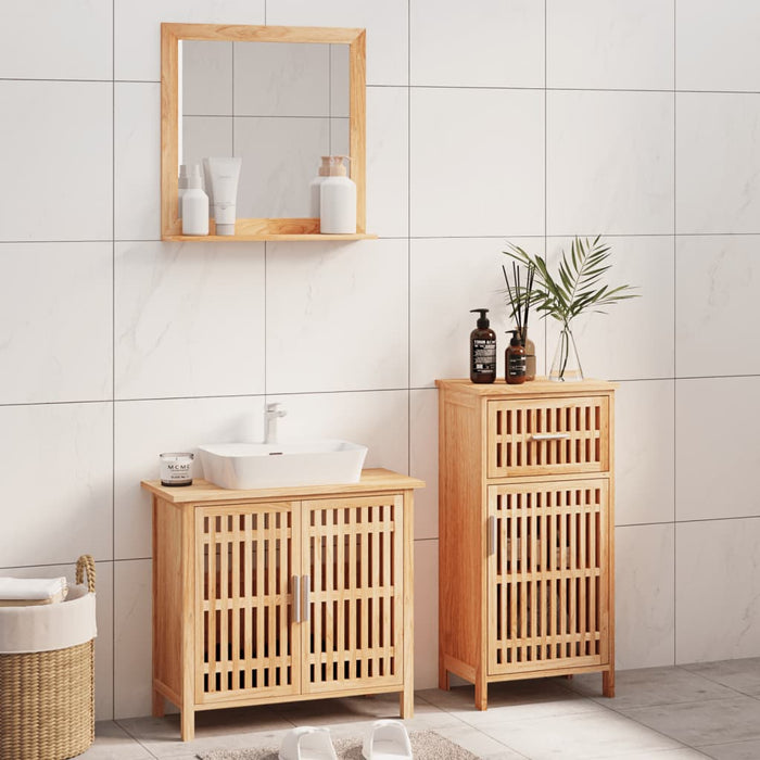 Set mobilier de baie, 3 piese, lemn masiv de nuc - WALTI WALTI