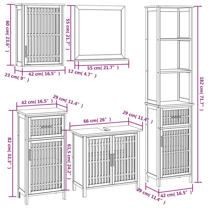 Set mobilier de baie, 5 piese, lemn masiv de nuc - WALTI WALTI