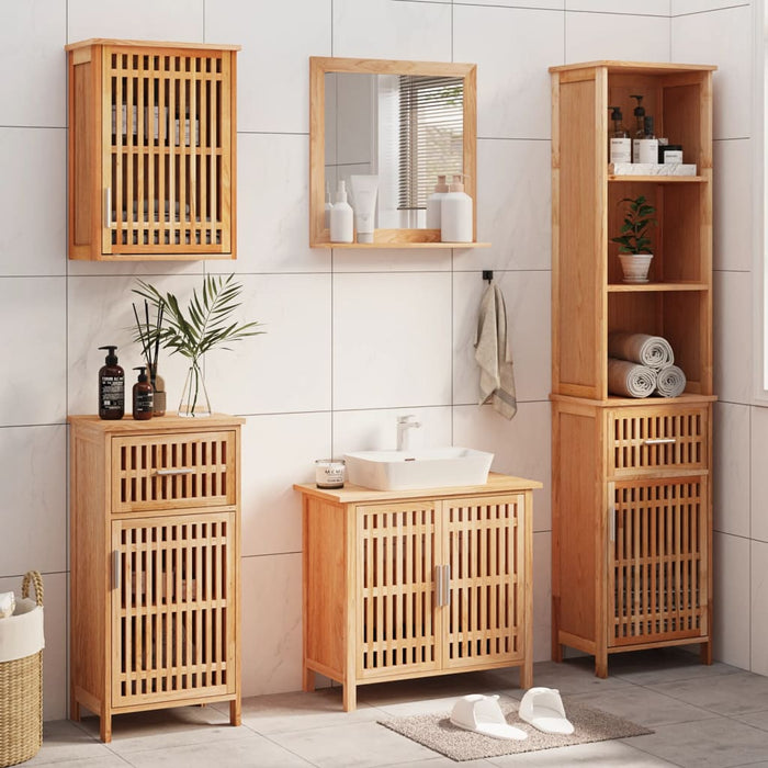 Set mobilier de baie, 5 piese, lemn masiv de nuc - WALTI WALTI