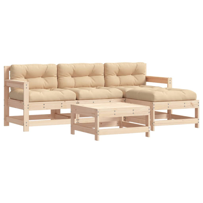 Set mobilier de grădină cu perne, 5 piese, lemn masiv WALTI