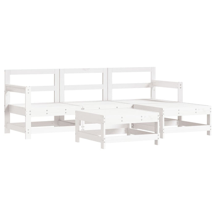 Set mobilier de grădină cu perne, 5 piese, alb, lemn masiv - WALTI WALTI