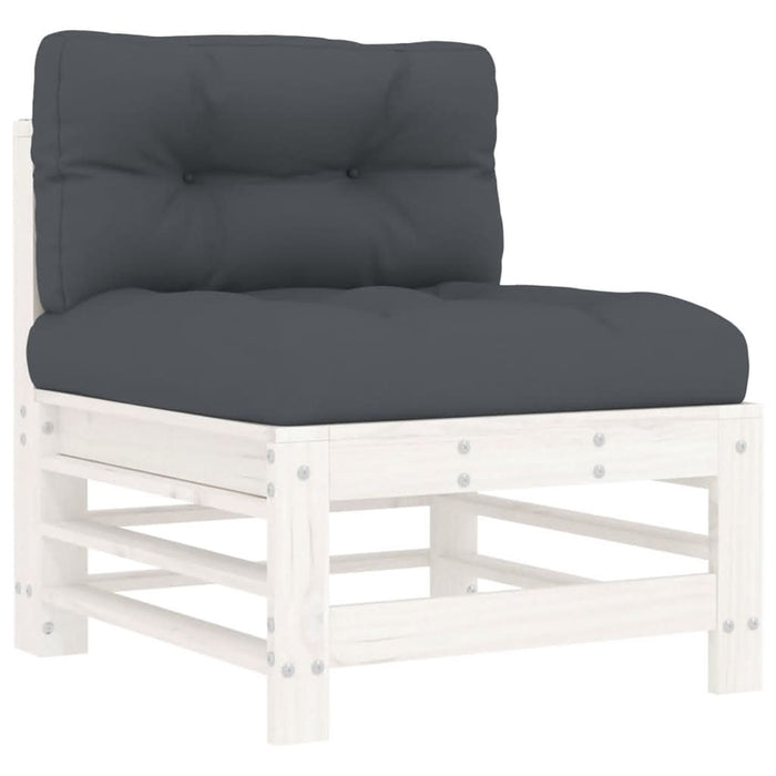 Set mobilier de grădină cu perne, 5 piese, alb, lemn masiv - WALTI WALTI