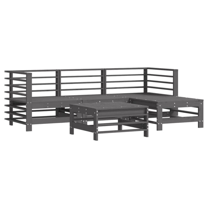 Set mobilier grădină cu perne, 5 piese, gri, lemn masiv - WALTI WALTI