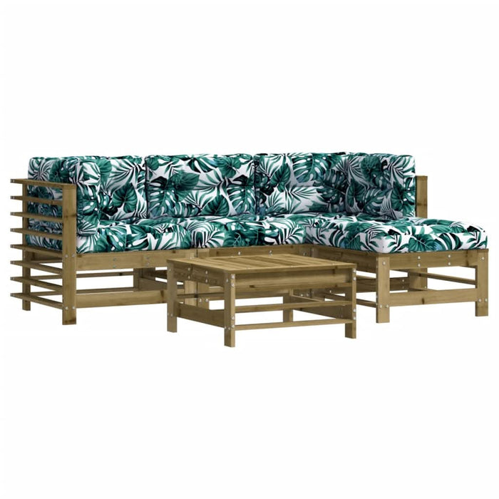 Set mobilier de grădină cu perne, 5 piese, lemn de pin tratat - WALTI WALTI