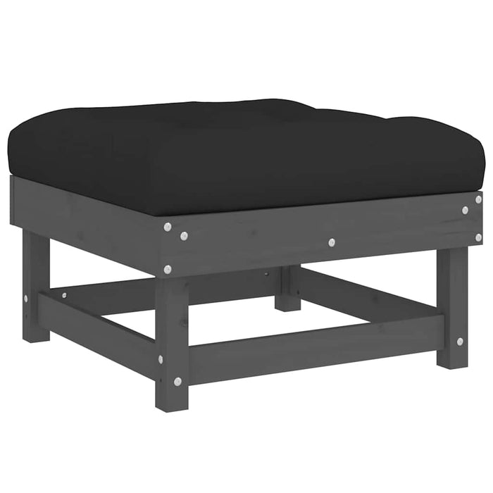 Set mobilier de grădină cu perne, 7 piese, gri, lemn masiv WALTI