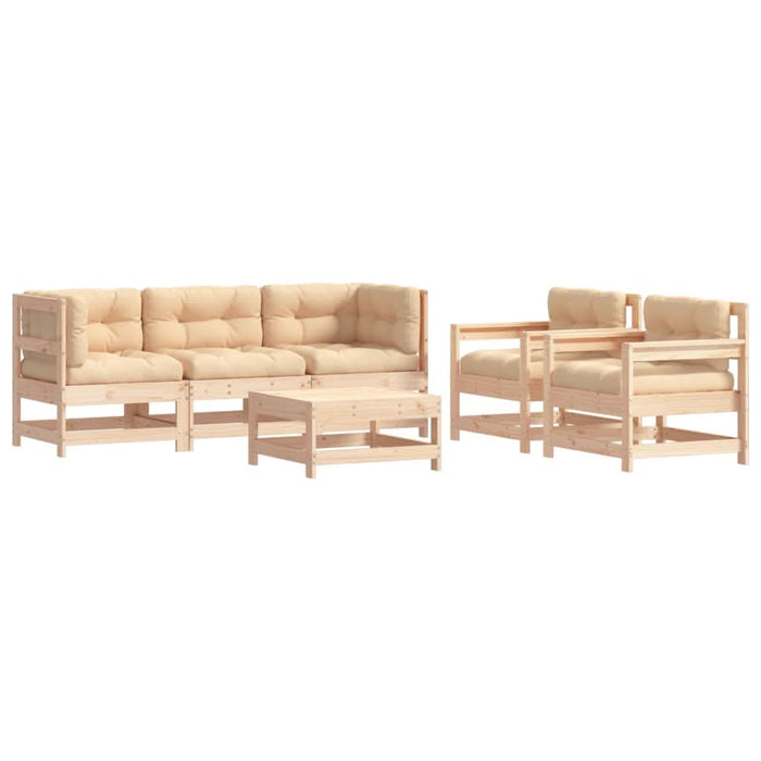 Set mobilier relaxare de grădină & perne 6 piese lemn masiv pin WALTI