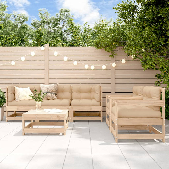 Set mobilier relaxare de grădină & perne 6 piese lemn masiv pin WALTI