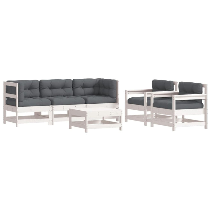 Set mobilier relaxare grădină&perne 6 piese alb lemn masiv pin - WALTI WALTI