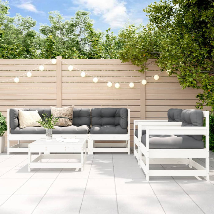 Set mobilier relaxare grădină&perne 6 piese alb lemn masiv pin - WALTI WALTI