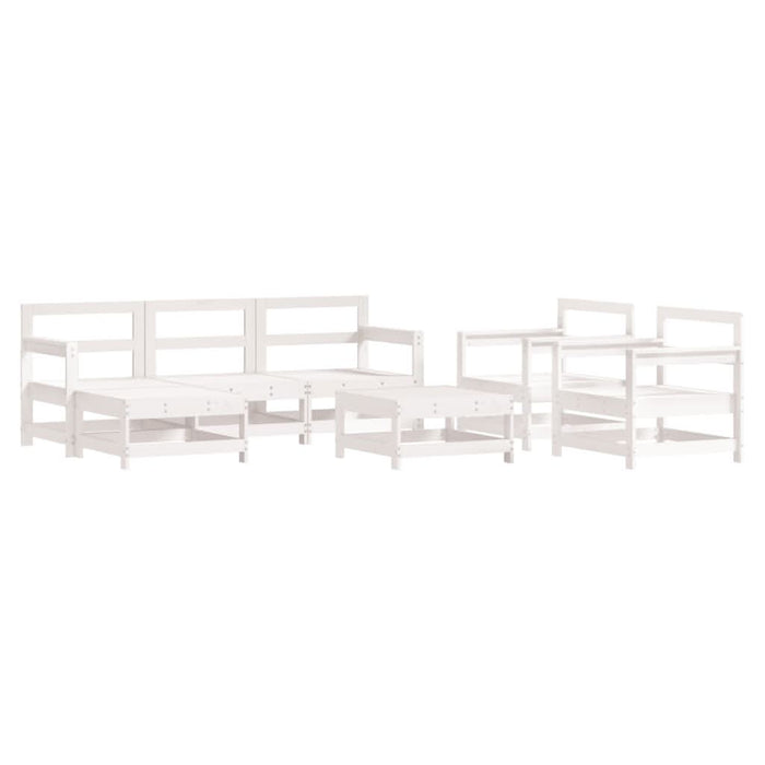 Set mobilier de grădină cu perne, 7 piese, alb, lemn masiv - WALTI WALTI