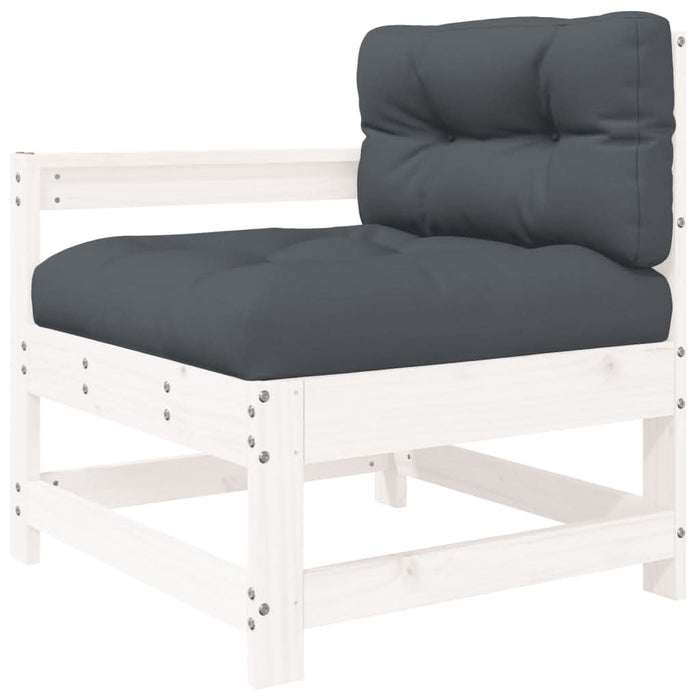 Set mobilier de grădină cu perne, 7 piese, alb, lemn masiv - WALTI WALTI