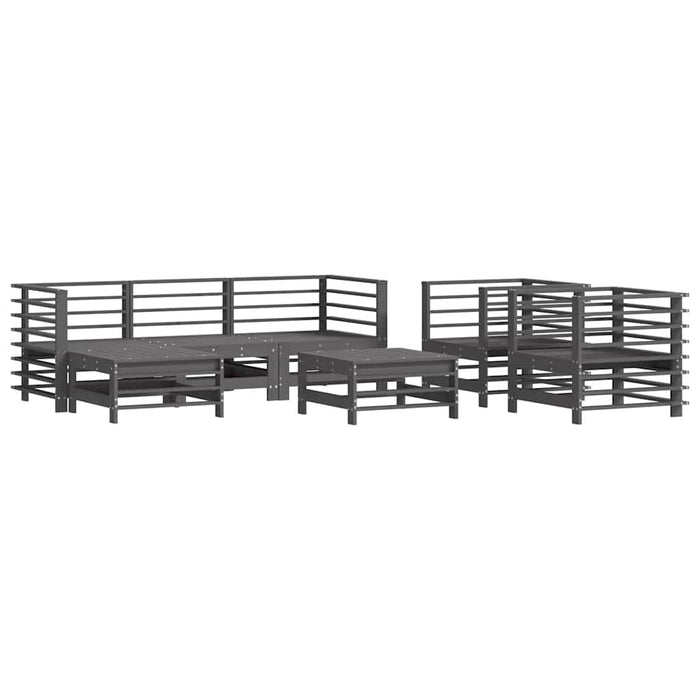Set mobilier de grădină cu perne, 7 piese, gri, lemn masiv WALTI
