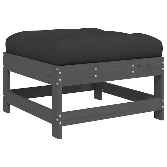 Set mobilier de grădină cu perne, 7 piese, gri, lemn masiv WALTI
