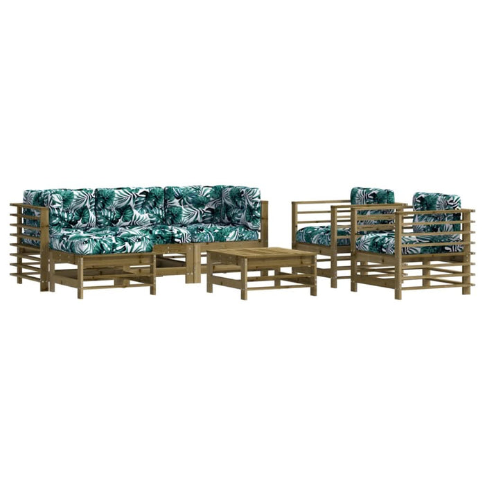 Set mobilier de grădină cu perne, 7 piese, lemn de pin tratat - WALTI WALTI