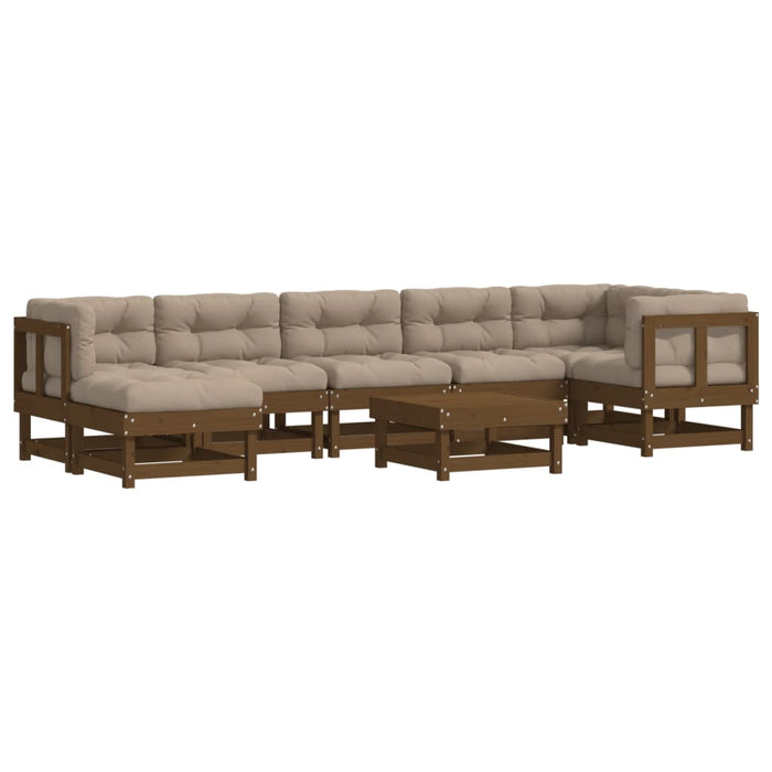Set mobilier grădină cu perne, 8 piese, maro miere, lemn masiv WALTI
