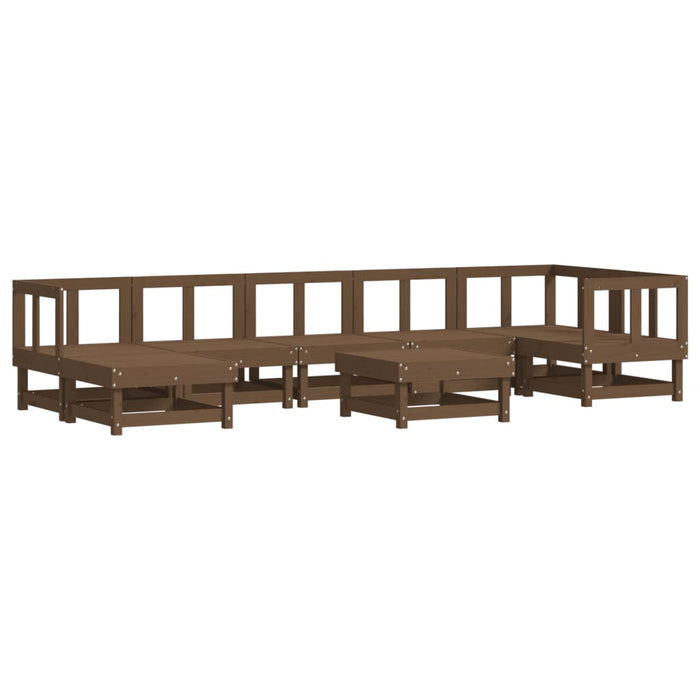 Set mobilier grădină cu perne, 8 piese, maro miere, lemn masiv WALTI