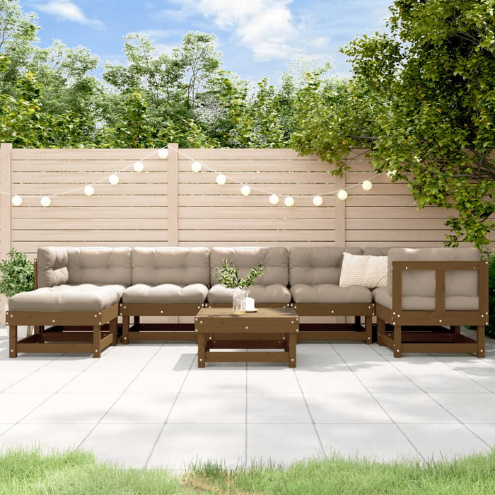 Set mobilier grădină cu perne, 8 piese, maro miere, lemn masiv WALTI