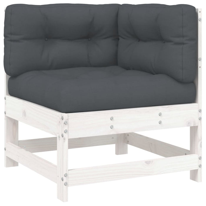 Set mobilier de grădină cu perne, 8 piese, alb, lemn masiv - WALTI WALTI