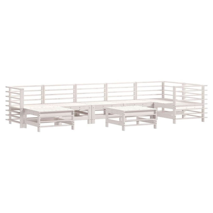 Set mobilier de grădină cu perne, 8 piese, alb, lemn masiv - WALTI WALTI