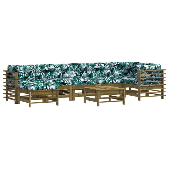 Set mobilier de grădină cu perne, 8 piese, lemn de pin tratat - WALTI WALTI