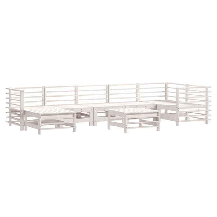 Set mobilier de grădină cu perne, 8 piese, alb, lemn masiv - WALTI WALTI