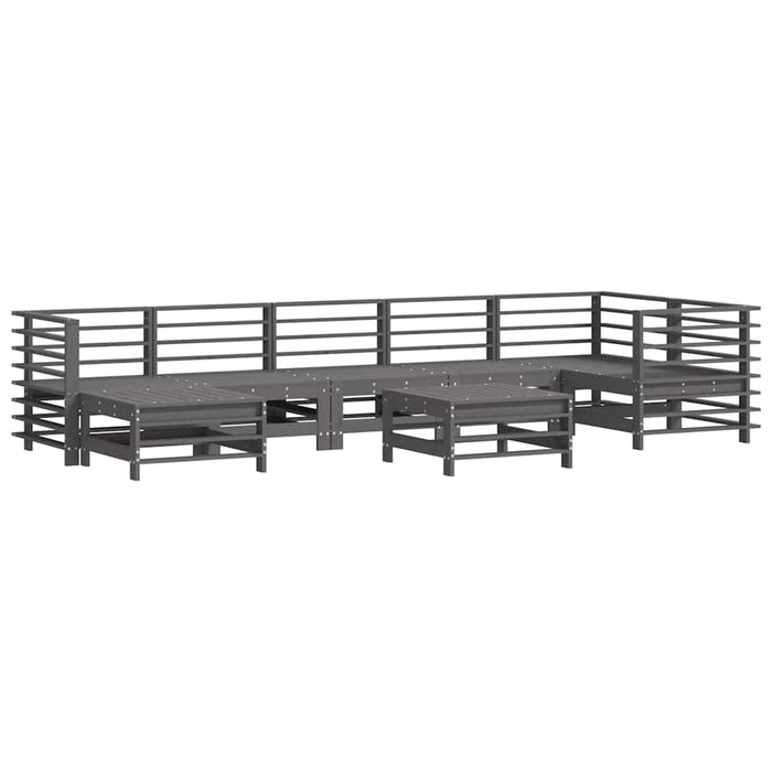 Set mobilier grădină cu perne, 8 piese, gri, lemn masiv WALTI