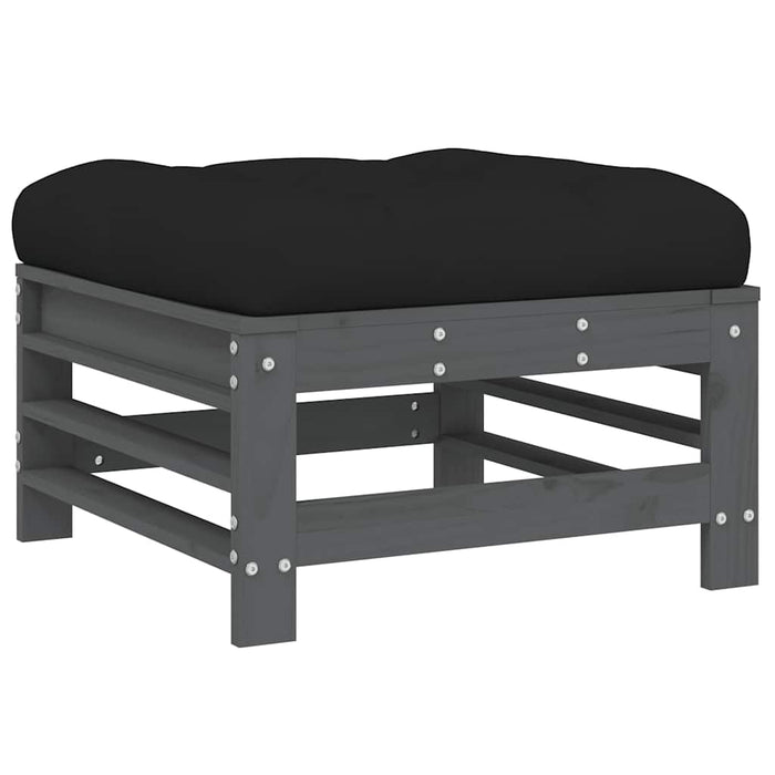 Set mobilier grădină cu perne, 8 piese, gri, lemn masiv WALTI