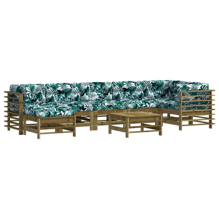 Set mobilier de grădină cu perne, 8 piese, lemn de pin tratat - WALTI WALTI