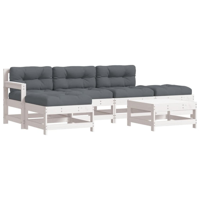 Set mobilier relaxare grădină&perne 6 piese alb lemn masiv pin - WALTI WALTI