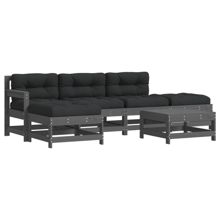 Set mobilier relaxare grădină&perne 6 piese gri lemn masiv pin - WALTI WALTI