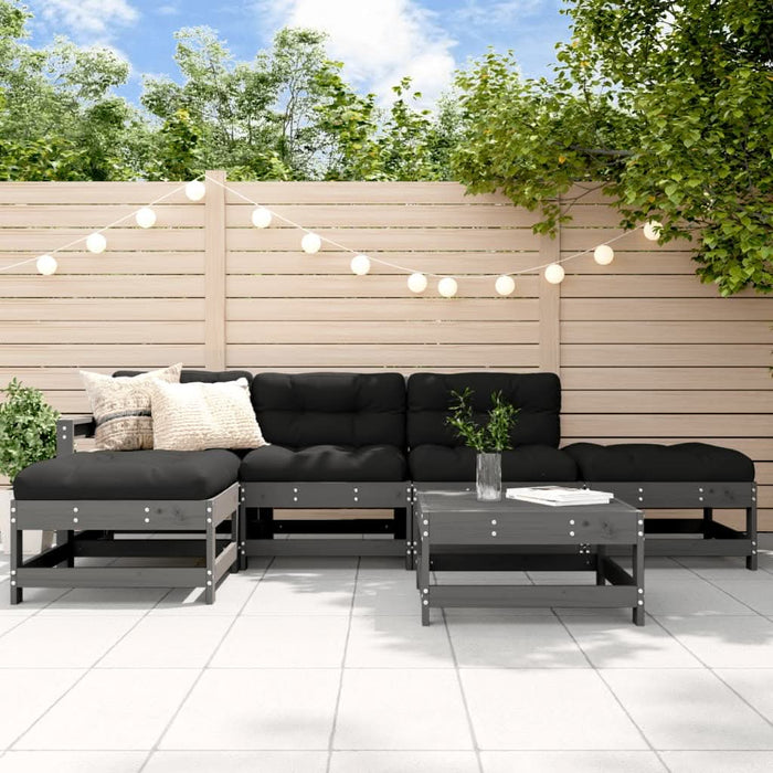 Set mobilier relaxare grădină&perne 6 piese gri lemn masiv pin - WALTI WALTI