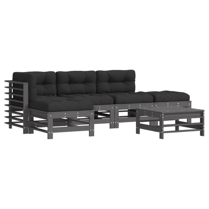 Set mobilier relaxare grădină&perne 6 piese gri lemn masiv pin - WALTI WALTI