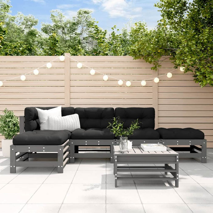 Set mobilier relaxare grădină&perne 6 piese gri lemn masiv pin - WALTI WALTI