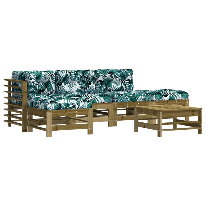 Set mobilier de grădină cu perne, 6 piese, lemn de pin tratat - WALTI WALTI