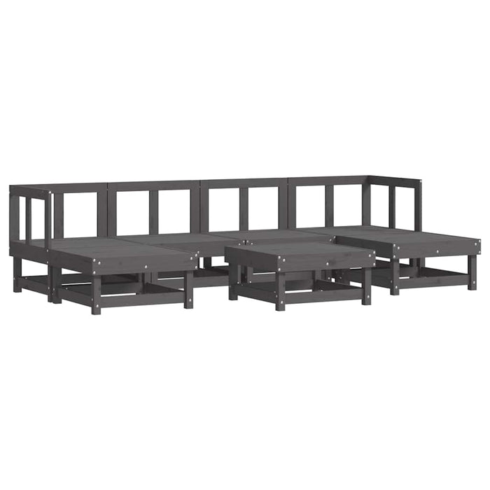 Set mobilier de grădină cu perne, 7 piese, gri, lemn masiv WALTI
