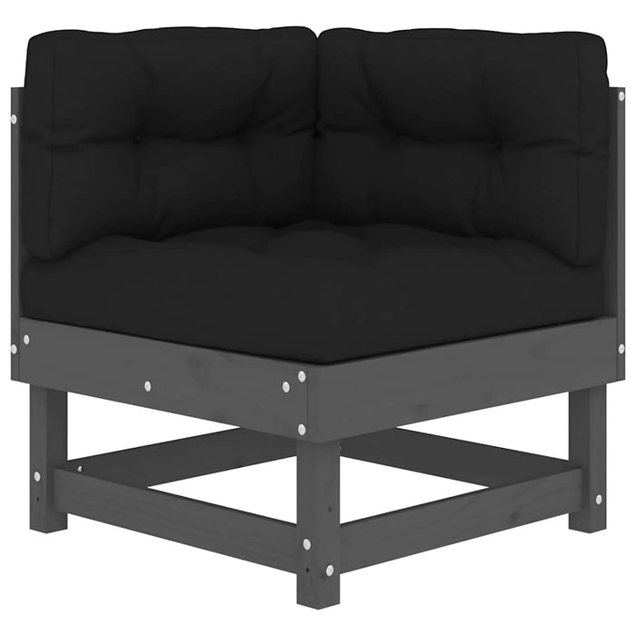Set mobilier de grădină cu perne, 7 piese, gri, lemn masiv WALTI
