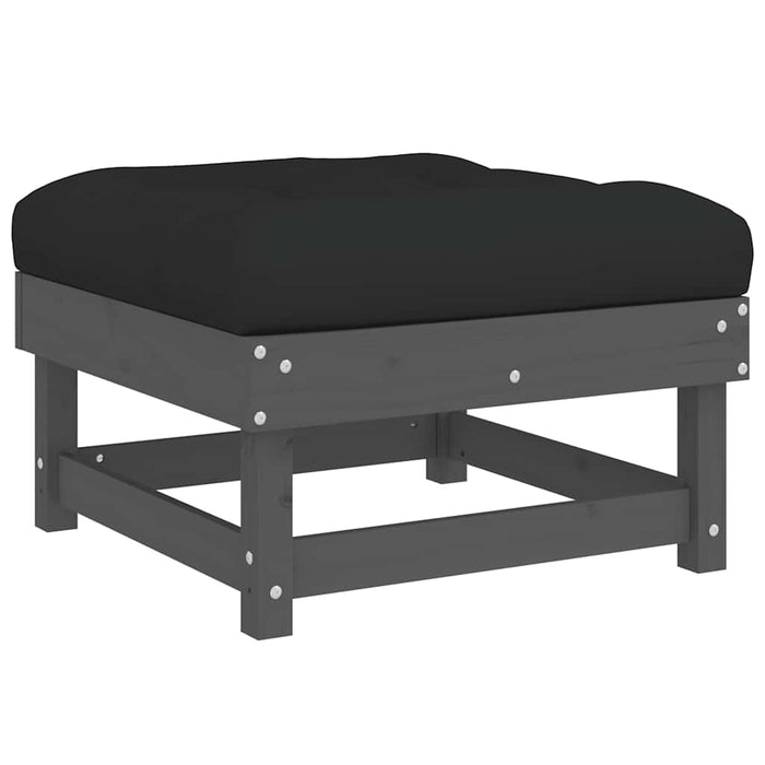 Set mobilier de grădină cu perne, 7 piese, gri, lemn masiv WALTI