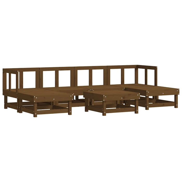Set mobilier grădină cu perne, 7 piese, maro miere lemn masiv WALTI