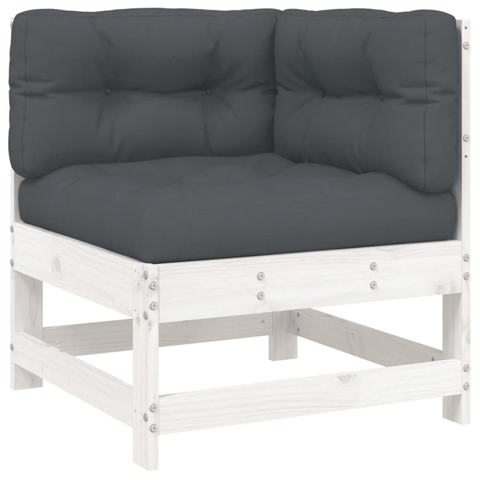 Set mobilier de grădină cu perne, 7 piese, alb, lemn masiv - WALTI WALTI
