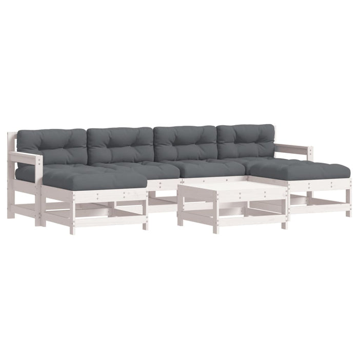 Set mobilier de grădină cu perne, 7 piese, alb, lemn masiv - WALTI WALTI